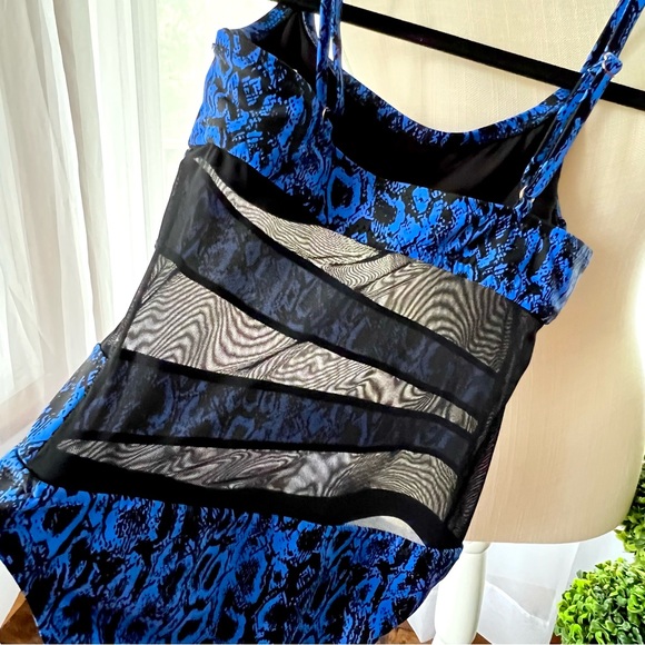 Shade & Shore Snakeskin Mesh Detailing Blue and Black One Piece Swimsuit Size S - Picture 7 of 13